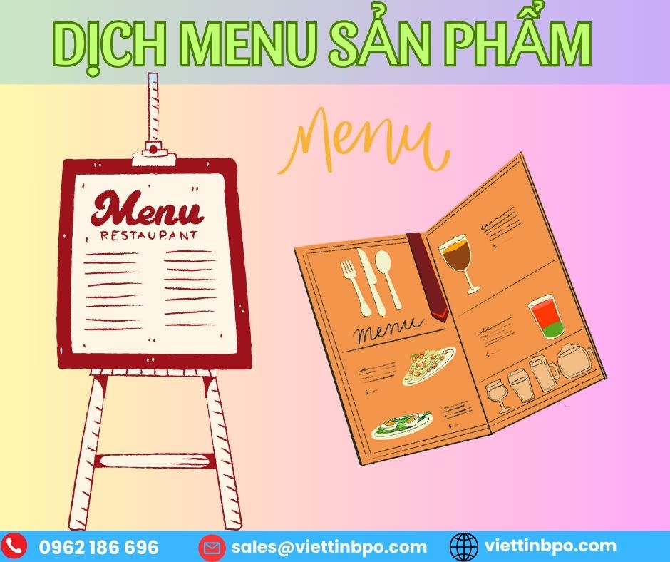 Dịch thuật menu và sản phẩm chuyên nghiệp